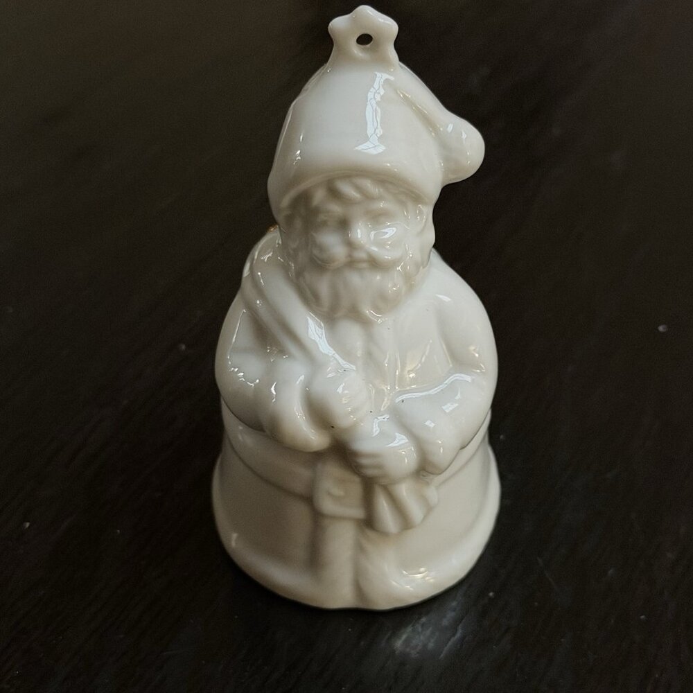 Cost Plus Porcelain‎ Santa Bell Ornament White Japan Made Gift Christmas Decor